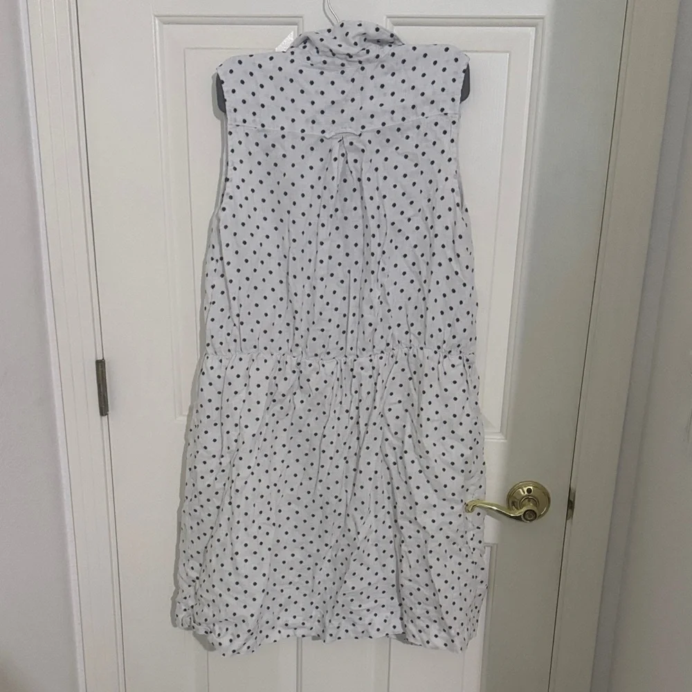 LOFT Linen Polka Dot Sleeveless Dress - Picture 4 of 6